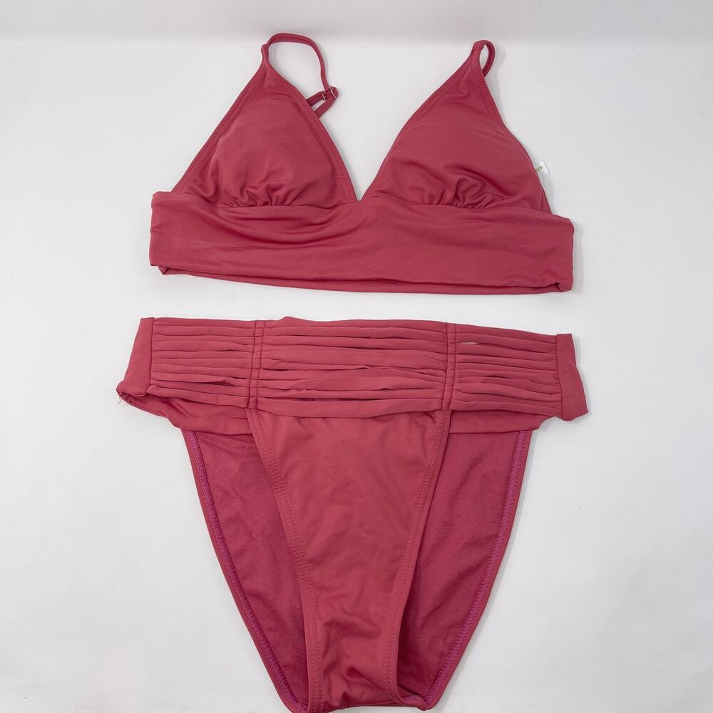 Envya Swimwear Red Small Bralette Bikini Top Medium Strappy High Waist Bottom